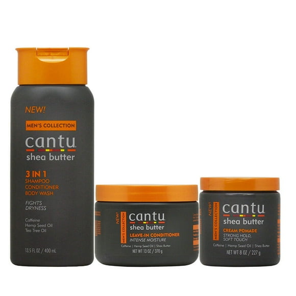 Cantu Ensemble de Soins Capillaires pour Hommes 3 Pcs (3 en 1 / après-Shampoing Sans Rinçage/ Pommade Crème)