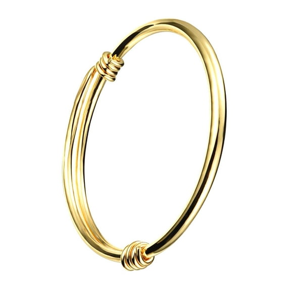 Adjustable Copper Bracelet Fashion Kids Jewelry Creative Bracelet Push-pull Open Bangle (Golden)