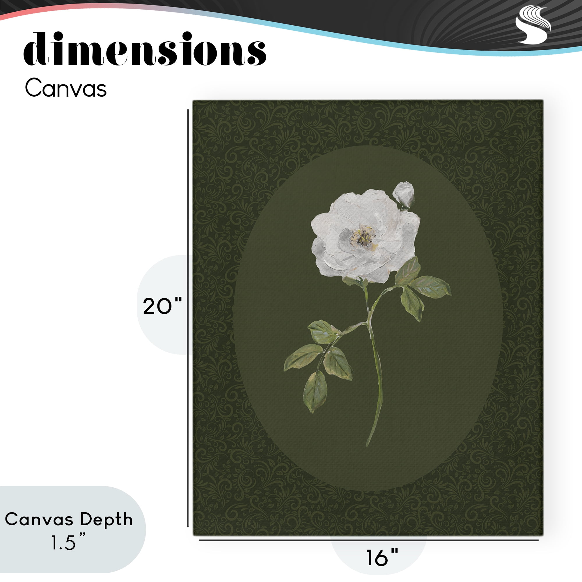 Stupell Industries Emerald & White Oval Rose Canvas Wall Art, design by Sally Swatland