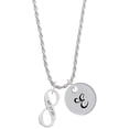 thumbnail image 1 of Delight Jewelry Silvertone Matthew 17:20 Infinity Sign Silvertone Script Initial Disc - E - Charm Necklace, 20"+3", 1 of 4