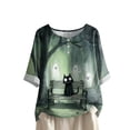 thumbnail image 5 of Godom Halloween T Shirts for Women Oversized Shirt Ghost Graphic Button Casual Short Sleeve Tees, 5 of 7