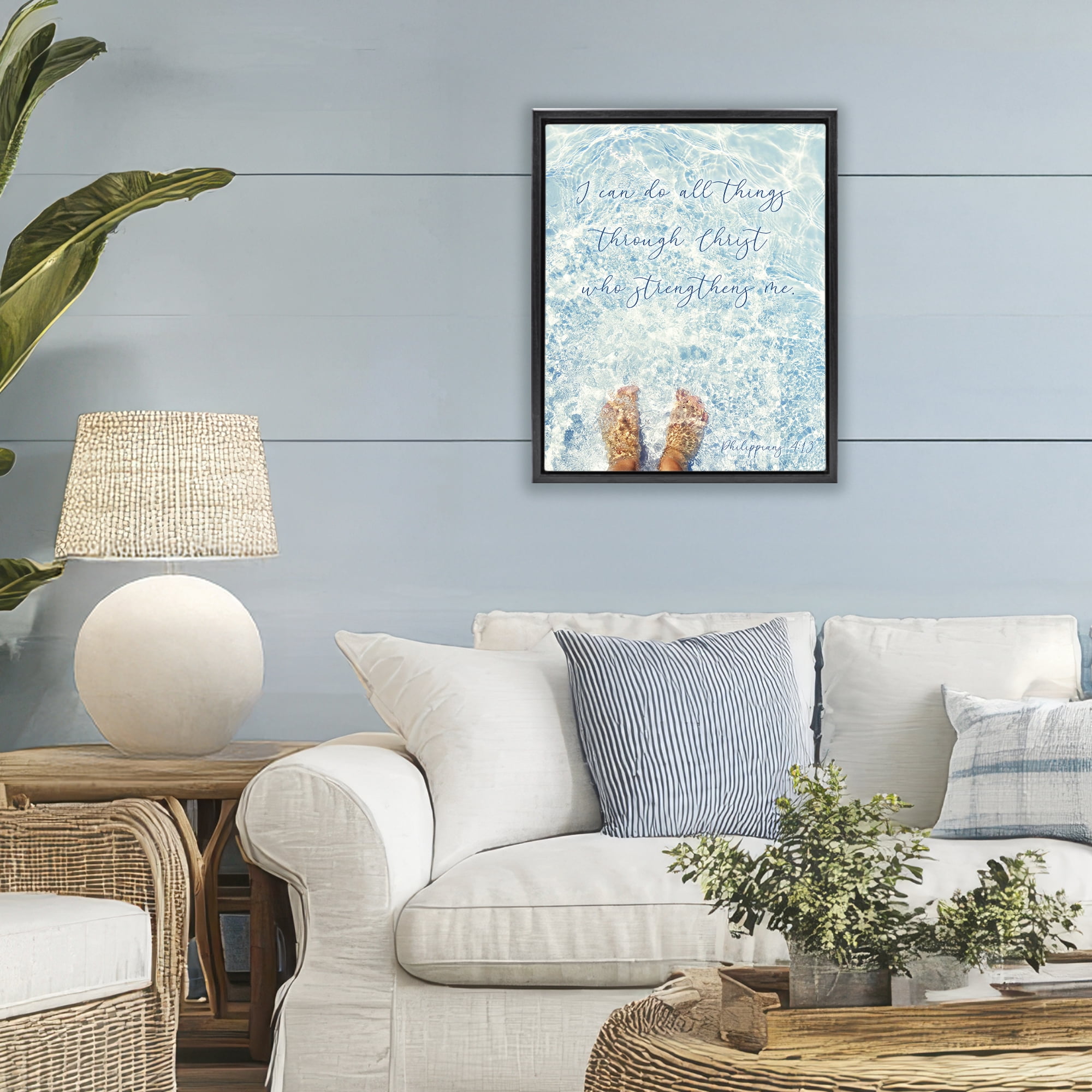Stupell Industries I Can Do All Things Black Framed Floater Canvas Wall Art, design by Sarah Jane
