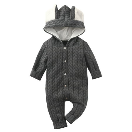 

adviicd 6 Month Girl Toddler Kids Girls Boys Cute Soild Long Sleeves Cartoon Ear Hooded Romper Jumpsuit Baby Boy Rompers