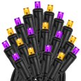 thumbnail image 4 of Novelty Lights 34ft Christmas String Lights, 100 Purple/Amber LED Bulbs on Black Wire, 4" Spacing, Connectable Indoor Outdoor Commercial Grade Lighting for Holidays Patio Weddings, 4 of 7