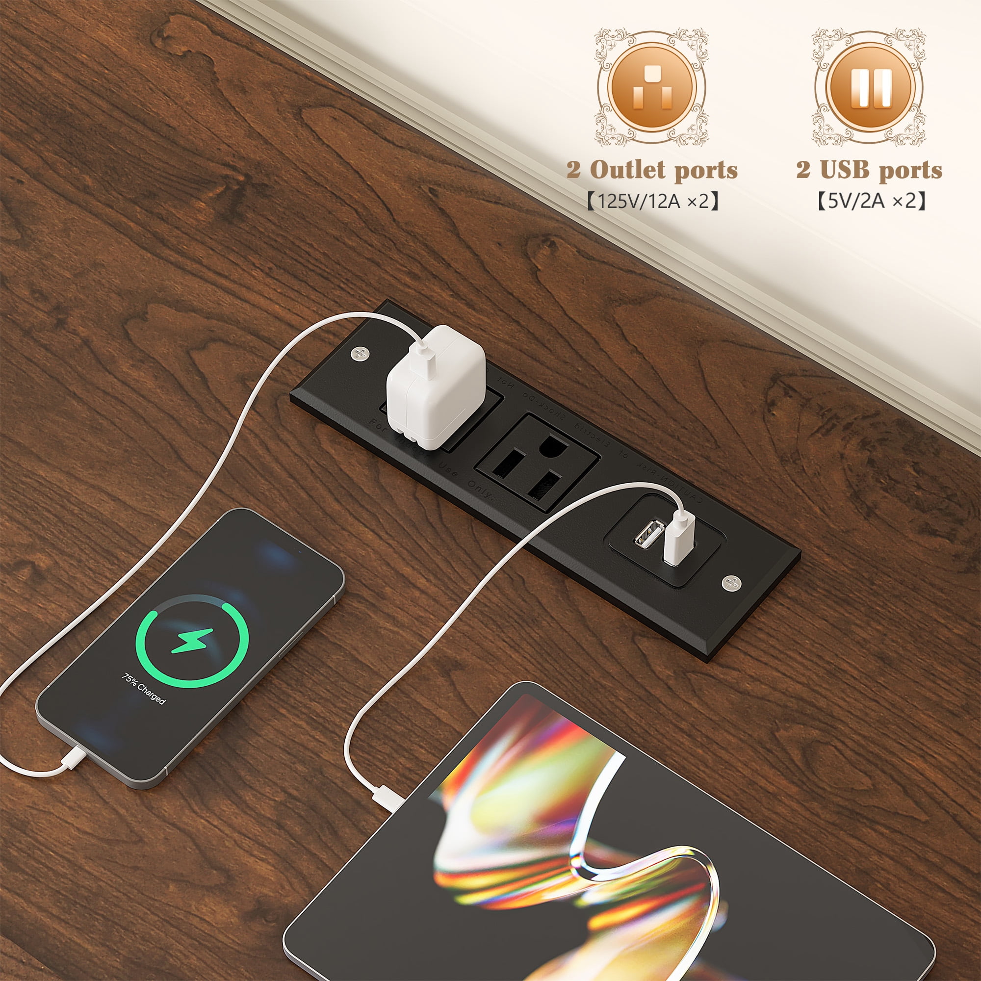 EnHomee 7 Cube Storage Organizer with LED Light and Charging Station,Wood Bookshelf for Living Room, Bedroom, Office，White