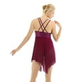 thumbnail image 2 of CHICTRY Womens Sleeveless Sequins Asymmetric Ballet Dance Leotard Dress Wine Red Large, 2 of 5