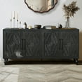 thumbnail image 5 of Sideboard Buffet, Wood Floor Cabinet With Carved Flower Door, Metal Handle, Freestanding Sideboard, Entryway Storage Unit Console Table, 5 of 8