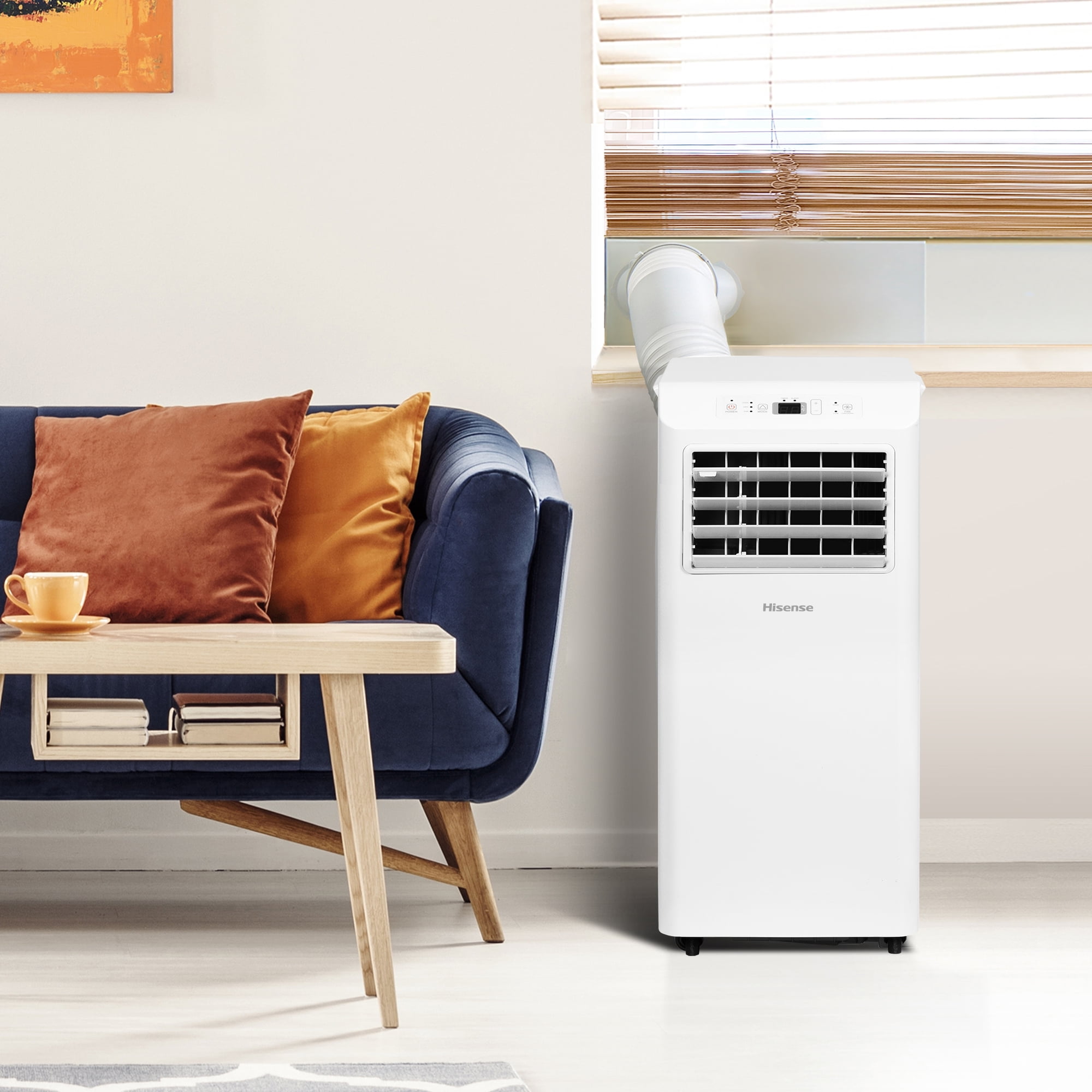 Hisense 5,000 BTU Portable Air Conditioner 150 sq ft. Multi-Purpose Modes, Dual Control System, Easy Clean, Snap-Assembly Window Kit, Self-Evaporation System, White (WAP0525CR1W)