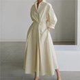 thumbnail image 1 of Women's Polo Collar Long Sleeve Maxi Dress - Ankle-Length, Elastic, Button Detail, Polyester, 1 of 10