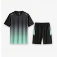 thumbnail image 7 of Men's Workout Outfit Sets Mesh Breathable Quick Dry T-Shirt and Elastic Shorts 2-Piece Running Fitness Exercise Set Gradient Color Athletic Sportswear for Men, 7 of 7