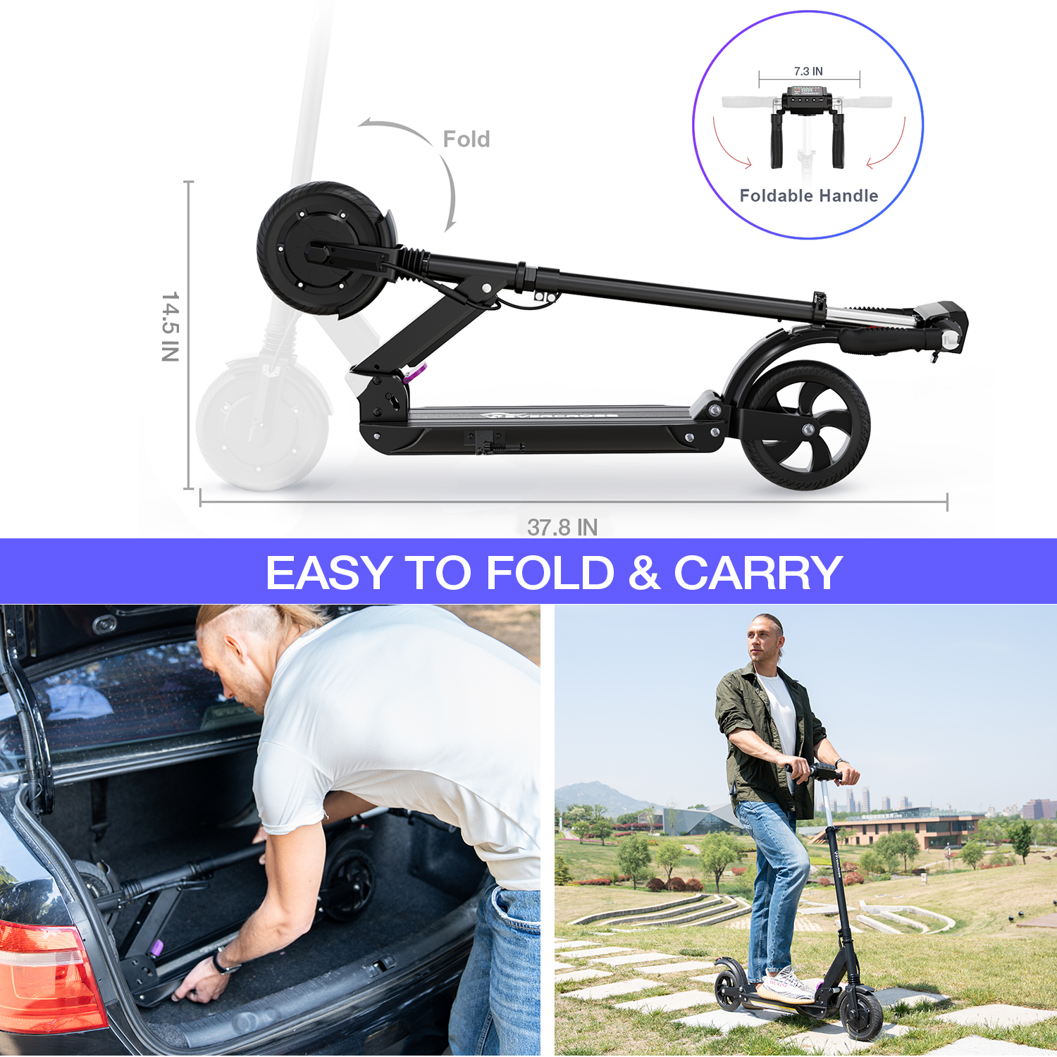 EVERCROSS Electric Scooter Adults, 350W Motor up to 19 MPH and 20 Miles Long-Range, 8" Solid Tires Folding Electric Scooter for Adults and Teens with Dual Braking Safety System