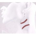 thumbnail image 2 of StylesILove Women Baseball Games Teardrop Leather Dangle Earrings (White), 2 of 3