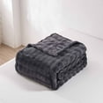 thumbnail image 6 of Btomtd 40"x60" Solid Color Stripe Flannel Cover Blanket Thick Nap Throw Blanket for Home and Office Sofa Velvet Bed Blanket, Black, 6 of 8