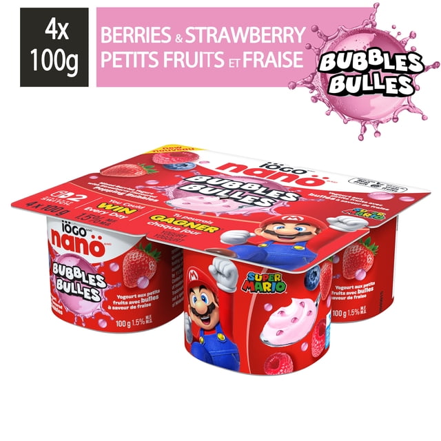 iÖGO nanö Bubbles Mixed Berries Yogurt with Strawberry Bubbles 1.5%