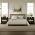 thumbnail image 2 of SICOTAS 26.57"H Tall Boho Night Stands Set 2 with Charging Station, Rattan Farmhouse Nightstands with 3 Drawers and Type-c Ports End Table Bed Side Table for Bedroom Enrtyway Livingroom,Black Oak, 2 of 8