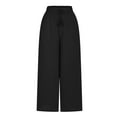 thumbnail image 6 of Lenpel Culottes Pants for Women Summer High Waisted Drawstring Palazzo Trousers Flowy Casual Beach Pants with Pockets, 6 of 6