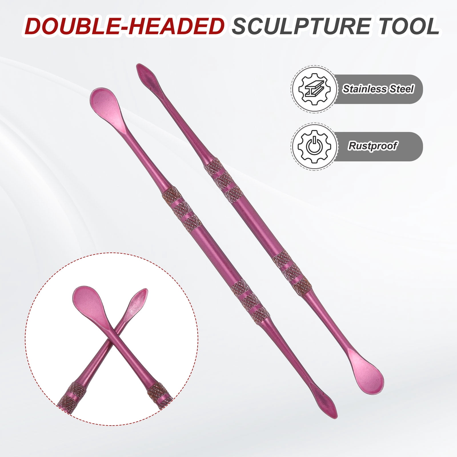 Uxcell 22pcs Wax Carving Tool 4.8" Double-Headed Stainless Steel Sculpture Tools Kit Modeling Engraving Sculpting Spoons for Clay Pottery Crafts Shaping, Violet