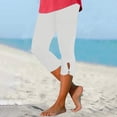 thumbnail image 2 of Gibobby Flare Leggings Pantalones cortos elásticos cintura alta elásticos estampados cómodos informales para mujer Leggings playa estilo turístico（Blanco， S), 2 of 4