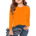 thumbnail image 2 of Garbnen Girls Long Sleeve Shirt Crewneck Orange Teen Shirts for Girls Trendy Basic Fall Preppy Teen Girl Clothes 8-9 Years, 2 of 5