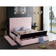 thumbnail image 4 of Meridian Furniture Bliss Solid Wood Tufted Velvet King Bed in Pink, 4 of 9