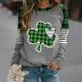 thumbnail image 2 of Penkiiy Chandail Décontracté à Manches Longues et Col Rond pour Femmes avec Trèfle, Tunique Ample, chandail Trèfle pour la Saint-Patrick, TG Gris, 2 of 4