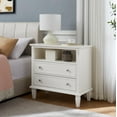thumbnail image 6 of S-HOME Mid-century Modern Nightstand 2 Drawers Solid Wood Legs USB Ports & Outlets Bedside End Table - Elegant Storage Solution, 6 of 12