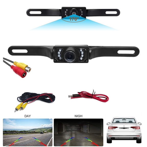 Backup Camera, Universal Back Up Camera for Cars, Rear View Camera with 170° Angle, Night Vision, Waterproof, Parking Reverse Camera Wide Angle Black