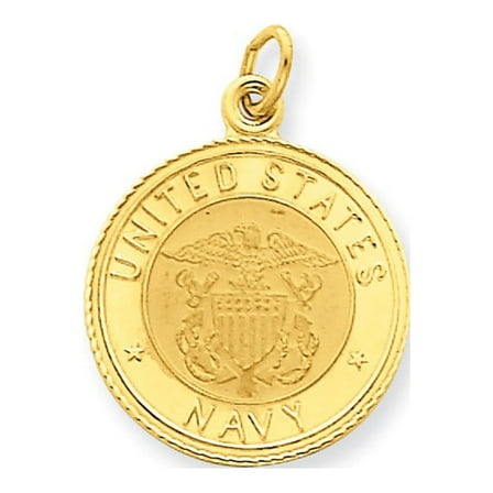 Real 14kt Yellow Gold U.S. NAVY Insignia Disc Pendant; for Adults and Teens; for Women and Men