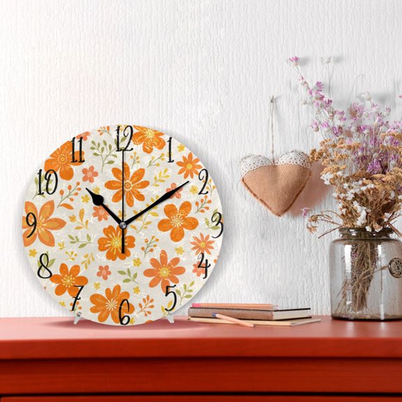 10" Quartz Indoor Wall Clock Silent Mechanism / Fresh Floral Spring Pattern