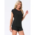 thumbnail image 2 of DARING DIVA Cap Sleeve Pajamas Shorts 2 Pieces Soft Loungewear Sets XS Black, 2 of 6