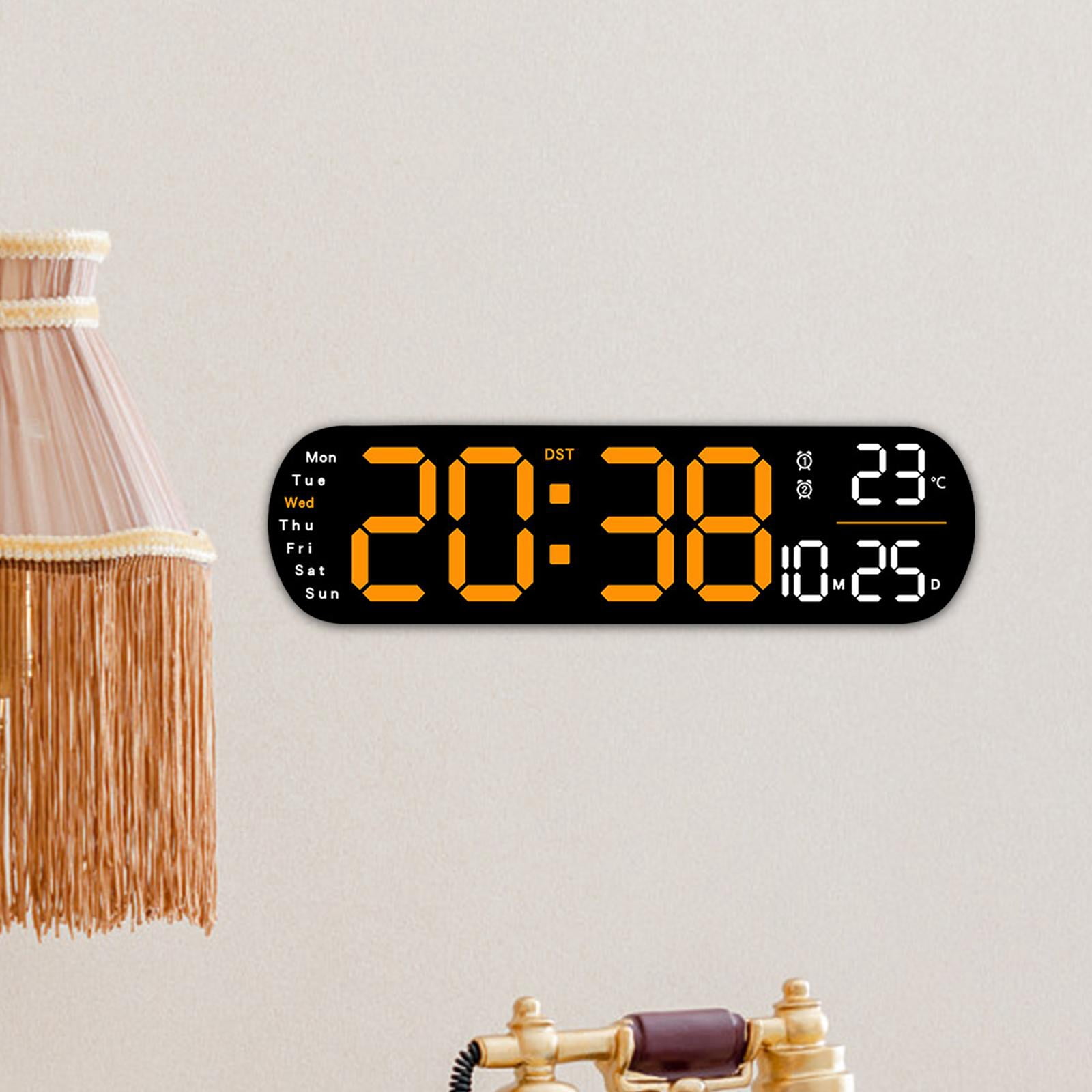kowaku Digital Alarm Clock Calendar Clock Desk Clock Tabletop Wall Mount Colorful Night Light  degreeF/ degreeC Switchable for Dorm Shelf Office Orange