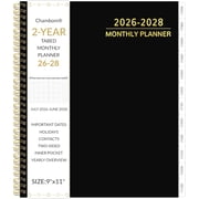 2026-2028 Monthly Planner 2 Year Monthly Planner/Calendar 2026-2028, 24 Months Calendar Planner Jul 2026 – Jun 2028, 9" x 11", Holidays, Tabs, Double-Side Pocket, Thick Paper - Black