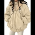 thumbnail image 2 of Chaqueta Reversible Y2k con Capucha y Cremallera para Mujer, Abrigo de Invierno de Forro y Piel, Ropa Coreana Cutecore Albaricoque XXL, 2 of 7