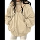 thumbnail image 2 of Chaqueta Reversible Y2k con Capucha y Cremallera para Mujer, Abrigo de Invierno de Forro y Piel, Ropa Coreana Cutecore Albaricoque L, 2 of 7