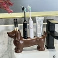 thumbnail image 3 of Creative Dachshund Ceramic Toothbrush Holder, Cute 4 Storage Compartments Toothbrush and Toothpaste Holder, 3 of 6