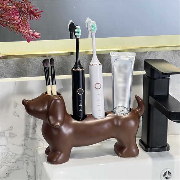 Porte-brosse à Dents en Céramique Teckel Créatif, Mignon 4 Compartiments de Rangement Porte-Brosse à Dents et Dentifrice Porte-brosse à Dents en Céramique Teckel Créatif, Mignon 4 Compartiments de Rangement Porte-Brosse à Dents et Dentifrice