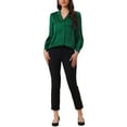 thumbnail image 2 of CAMISA DE BOTONES CHIC INSPIRADA EN EL TRABAJO CASUAL PARA MUJERES, BLUSA DE MANGA LARGA DE SATÉN, TAMAÑO S, VERDE, 2 of 6