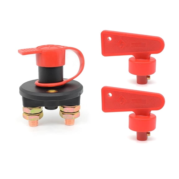 12-24V Battery Disconnect Switch Key Power Isolator Cut Off Kill Switch 2 Removable Keys for RV Car Marine ATV Truck Boat Car Disconnect