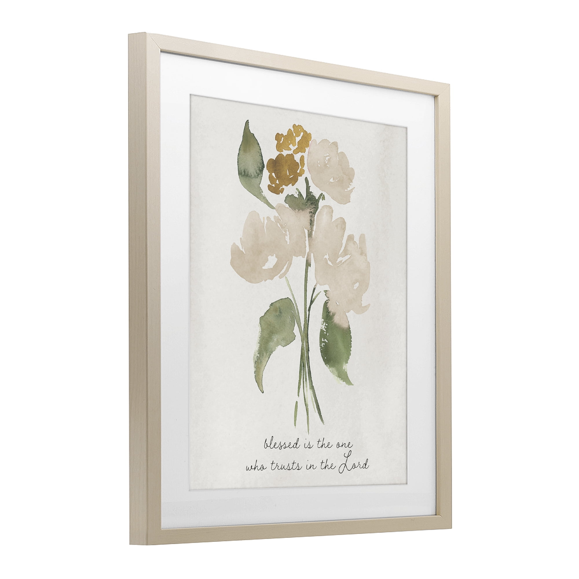 Stupell Industries Who Trusts In The Lord Flowers Birch Framed Print Under Glass, design by Lucille Price
