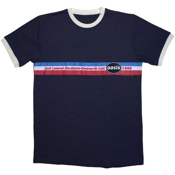 Oasis Unisex Ringer T-Shirt: 1996 Tour Horizontal Stripes Ringer (Small)