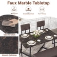 thumbnail image 2 of PORKISS Dining Room Set for 6, Modern Dining Table Set for 6 with Faux Marble Table, 4 Leather Chairs and 1 Cushion Bench, Metal Frame, Black + Brown, 2 of 14