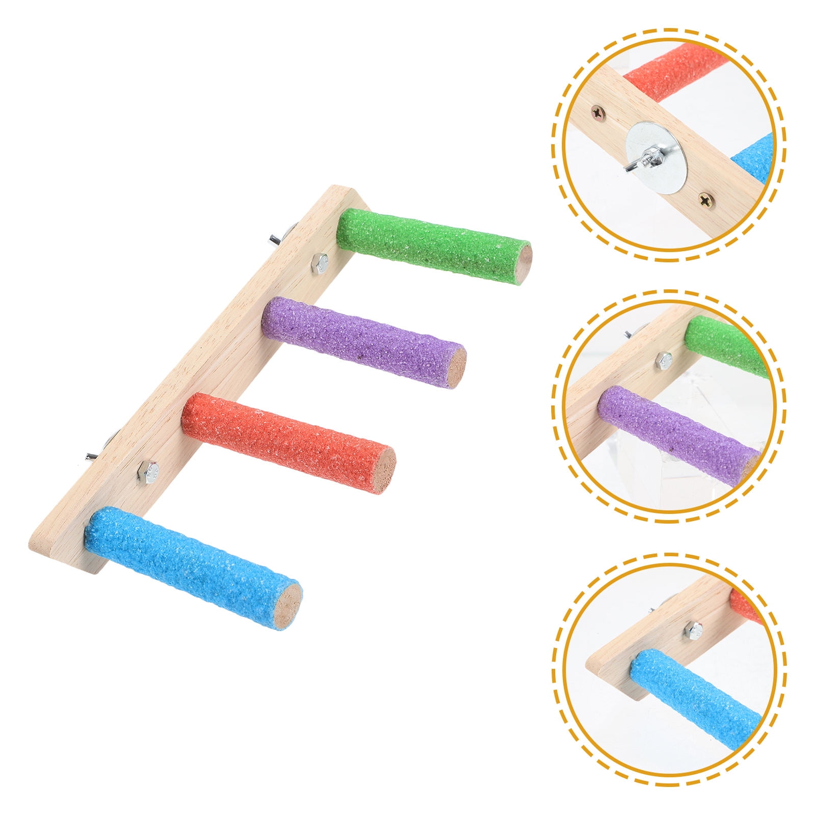 WRISTBIQUE Wooden Bird Ladder for Pet Parakeets with Durable Smooth Climbing Steps Assorted Colors
