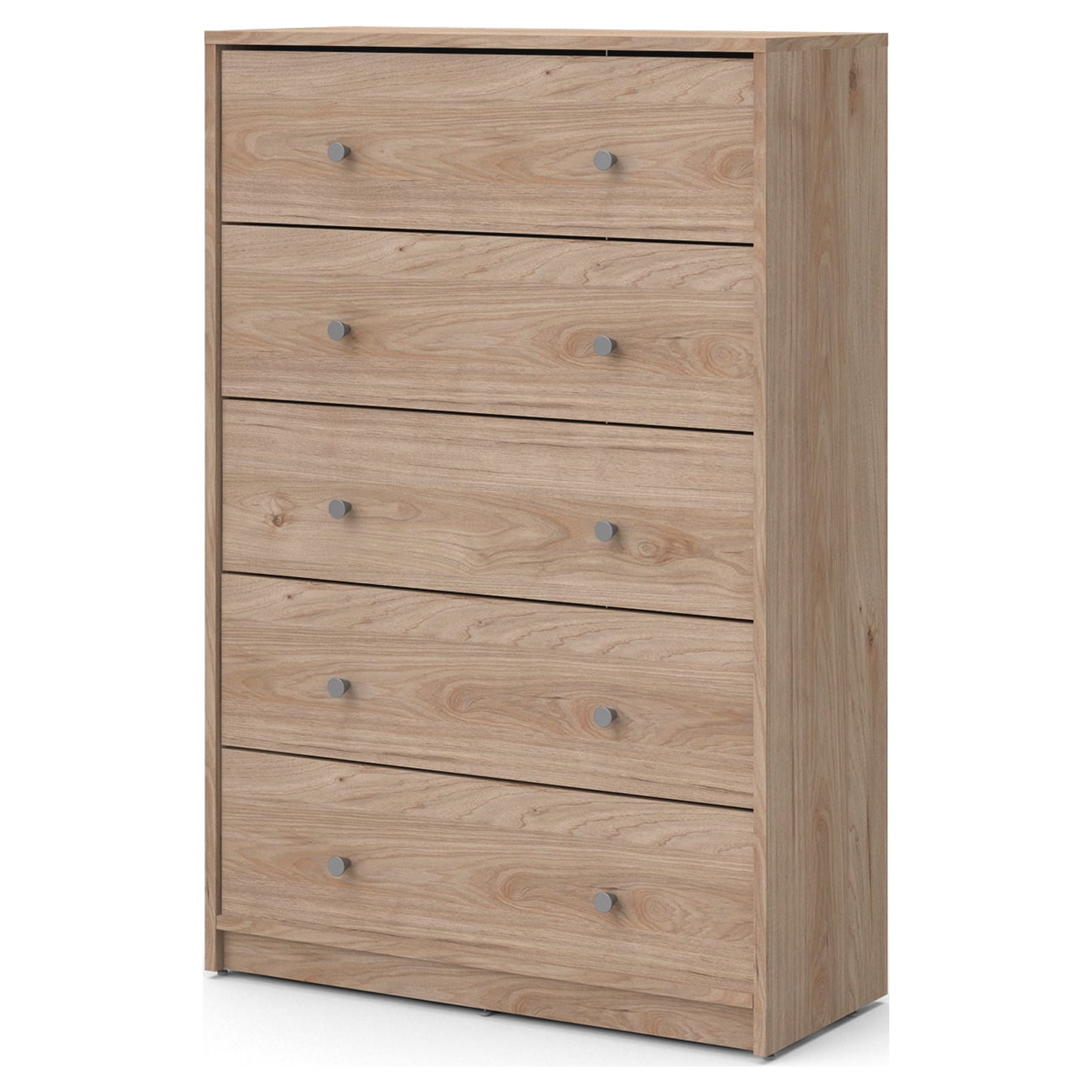 Tvilum Studio 5 Drawer Chest Dresser for Adults, Jackson Hickory