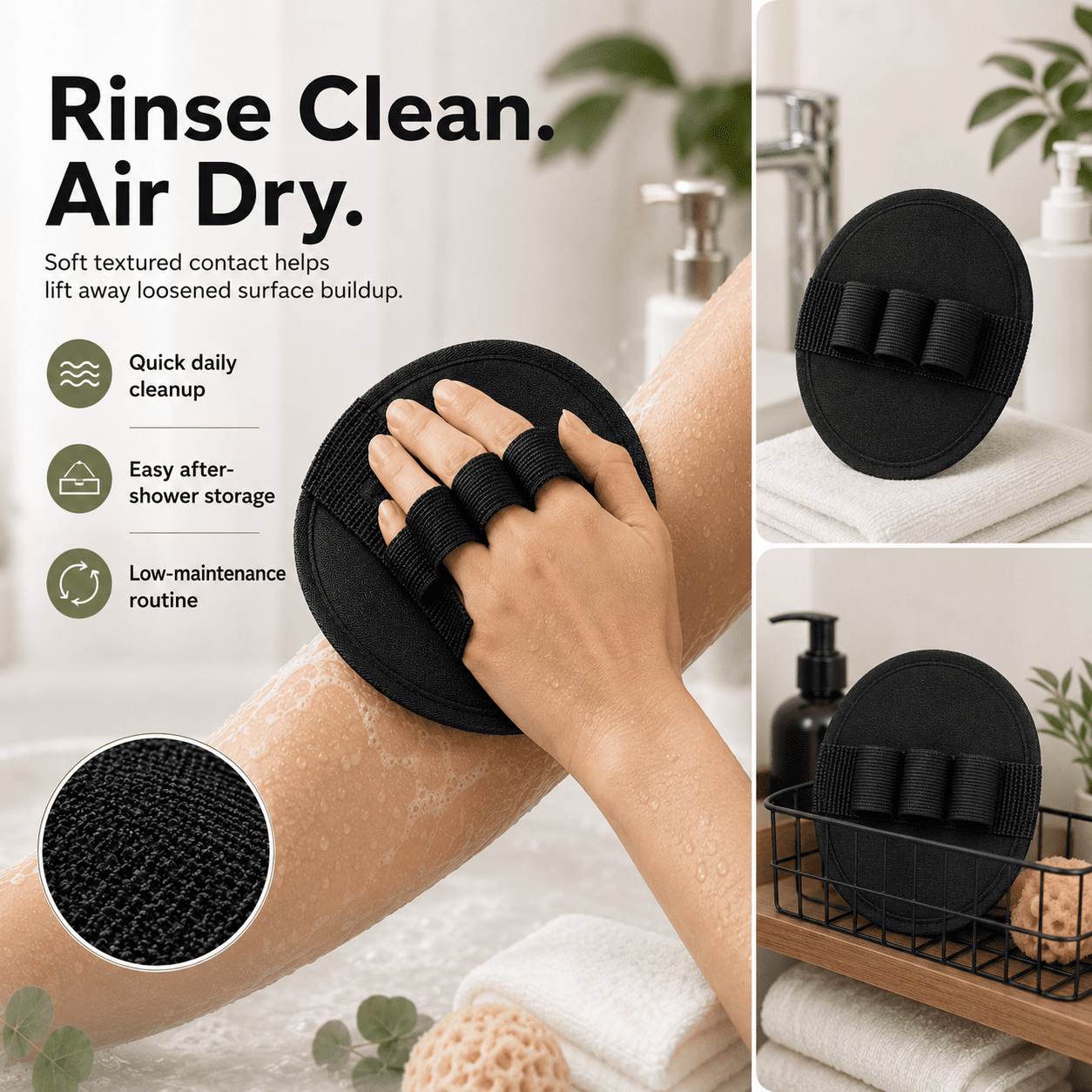 Vivanchor Exfoliating Glove, Textured Finish Paired with a Flexible Design, Flexible Design and Easy to Rinse, Quick-Drying and Portable Material, Soak in Warm Water Before Use, Ideal for Bathing
