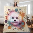 thumbnail image 2 of Bichon Frise Portrait Watercolor Vintage Retro Styles Quilt Blanket Bichons Dog Lovers Gifts Idea Cozy Comforter Throw Blanket - 00001, 2 of 5
