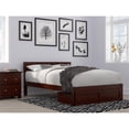 thumbnail image 1 of AFI Boston Modern Solid Wood Full Bed with Foot Drawer in Walnut, 1 of 7