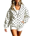 thumbnail image 4 of Raeneomay Women's Polka Dot Hoodie - Zip Up Long Sleeve Pocket Jacket S-XXXL, 4 of 6