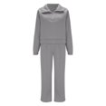 thumbnail image 4 of Baqcunre Women's Trousers Suit, Womens 2 Piece Outfits Half Zip Hoodie Sweatsuit Sets Oversized Sweatshirt Baggy Fall Fashion Sweatpants Gray 3XL, 4 of 5