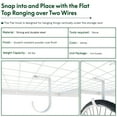 thumbnail image 4 of eShelf 3x8 Heavy Steel Overhead Garage Storage Rack, Adjustable Ceiling-Mounted Organizer with 600lbs Capacity, 4 Hanging Hooks & 22"-40" Height Range, Heavy-Duty Metal Storage System (White), 4 of 8