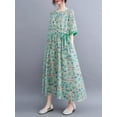 thumbnail image 3 of Vestido suelto de mujer con bolsillos Floral Medias mangas Cordón en la cintura Vestido de vaca MABOTO Vestido, 3 of 7